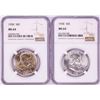 Image 1 : Lot of (2) 1958 Franklin Half Dollar Coins NGC MS64