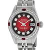 Image 2 : Rolex Ladies Stainless Steel Red Vignette Diamond & Ruby Datejust Wristwatch