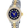 Image 2 : Rolex Ladies Two Tone Blue Vignette Diamond Oyster Perpetual Datejust Wristwatch