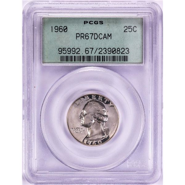 1960 Proof Washington Quarter Coin PCGS PR67DCAM Old Green Holder