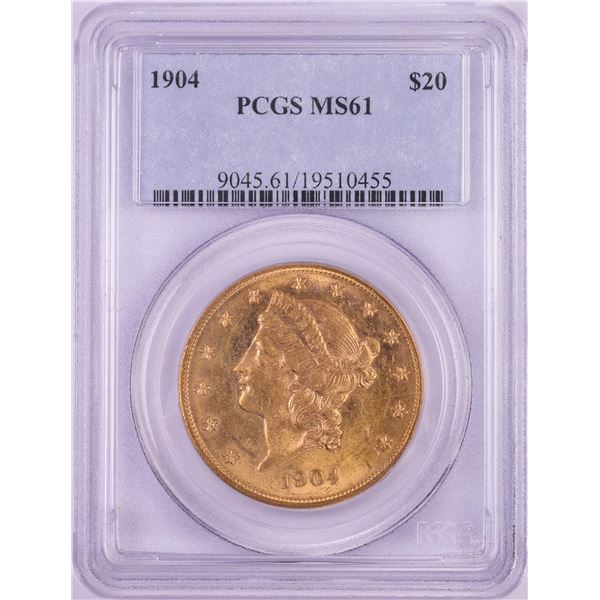 1904 $20 Liberty Head Double Eagle Gold Coin PCGS MS61