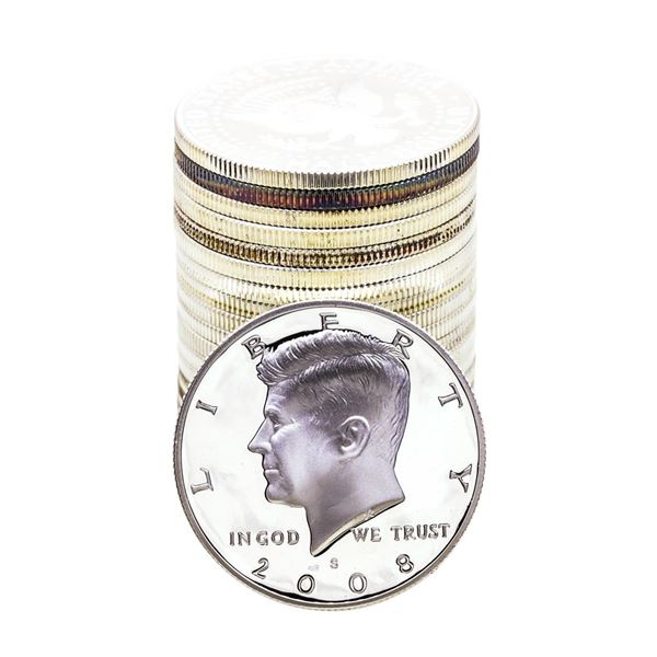 Roll of (20) Proof Silver 2008-S Kennedy Half Dollar Coins
