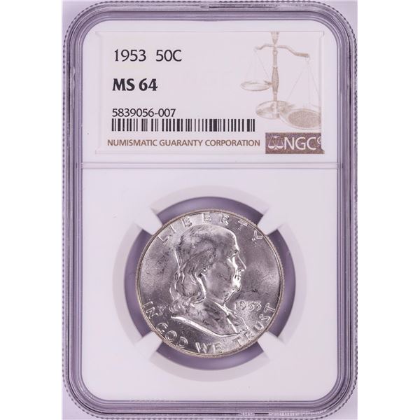 1953 Franklin Half Dollar Coin NGC MS64