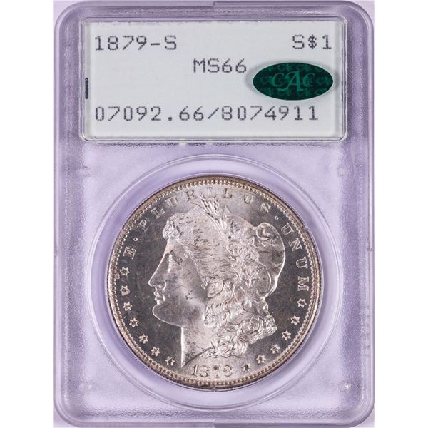1879-S $1 Morgan Silver Dollar Coin PCGS MS66 CAC Green Rattler Holder