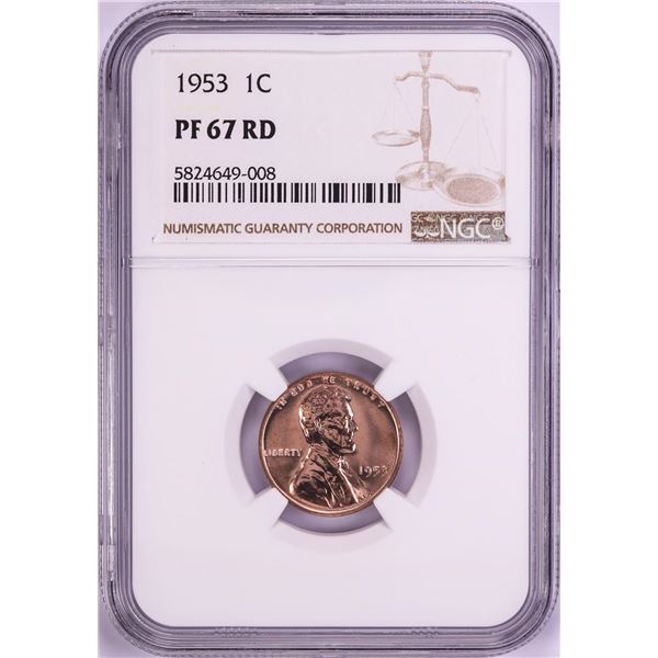 1953 Proof Lincoln Wheat Cent Coin NGC PF67RD