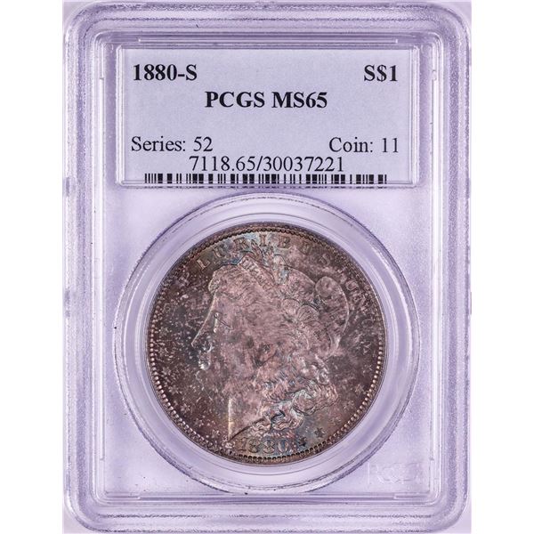 1880-S $1 Morgan Silver Dollar Coin PCGS MS65 Nice Toning