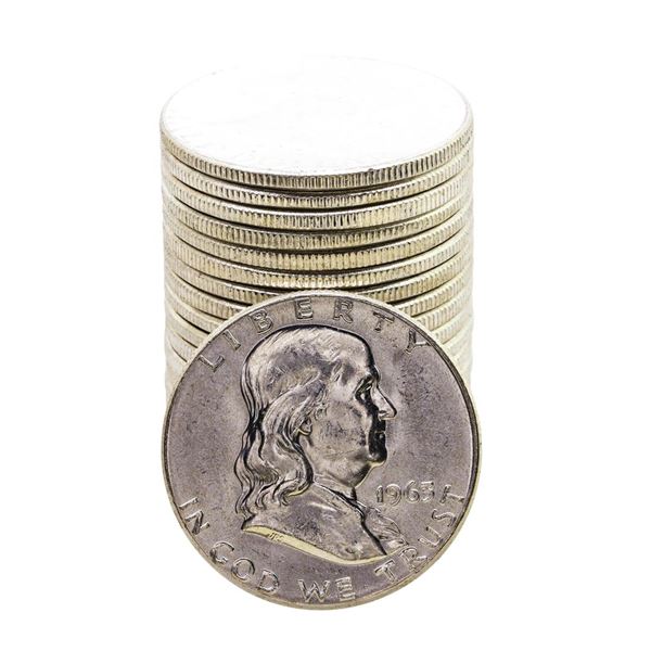 Roll of (20) Brilliant Uncirculated 1963 Franklin Half Dollar Coins
