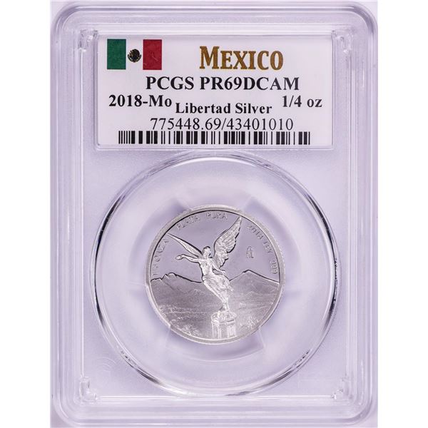 2018-Mo Mexico Proof 1/4 oz Silver Libertad Coin PCGS PR69DCAM