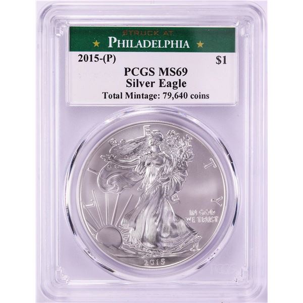 2015-(P) $1 American Silver Eagle Coin PCGS MS69 Struck at Philadelphia
