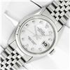 Image 2 : Rolex Men's Stainless Mother Of Pearl Diamond Datejust Wristwatch With Rolex Box