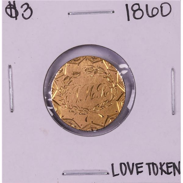 1860 $3 Indian Princess Head Gold Love Token Coin Pin
