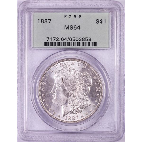 1887 $1 Morgan Silver Dollar Coin PCGS MS64 Old Green Holder