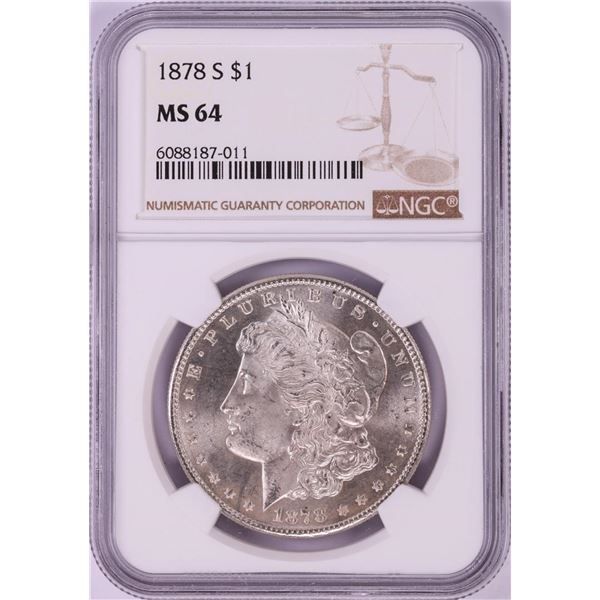 1878-S $1 Morgan Silver Dollar Coin NGC MS64