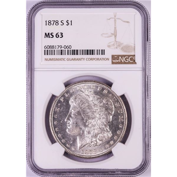 1878-S $1 Morgan Silver Dollar Coin NGC MS63