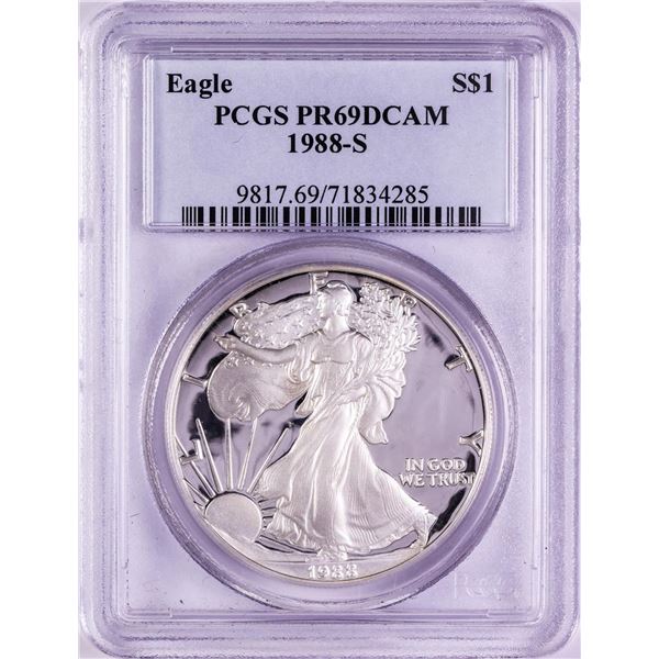 1988-S $1 Proof American Silver Eagle Coin PCGS PR69DCAM