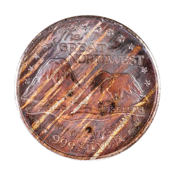 The Great Northwest Mt. Hood & Mt. St. Helens 1oz .999 Silver Round