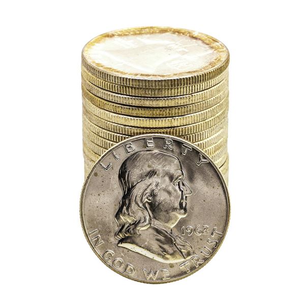 Roll of (20) Brilliant Uncirculated 1962-D Franklin Half Dollar Coins
