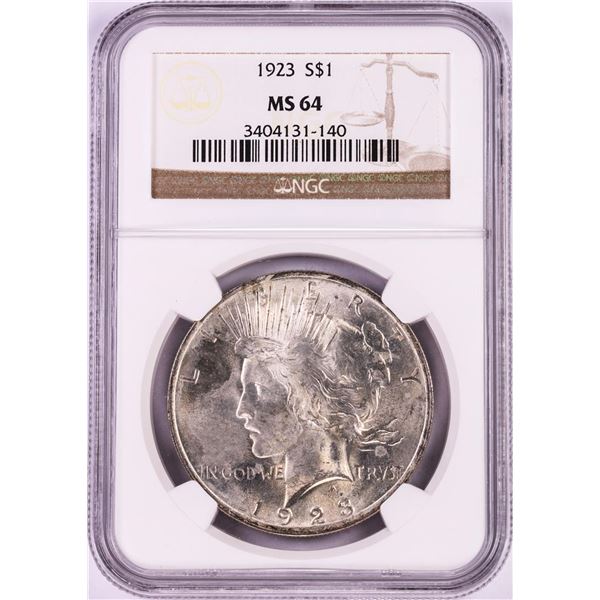 1923 $1 Peace Silver Dollar Coin NGC MS64