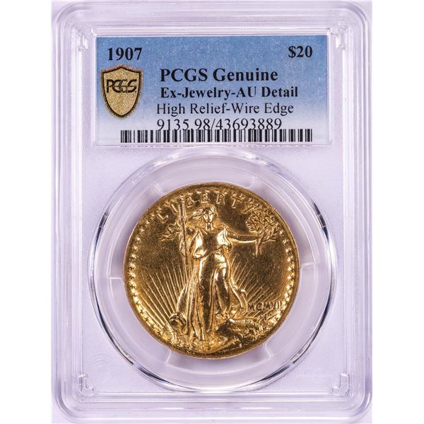 1907 High Relief $20 St. Gaudens Double Eagle Gold Coin PCGS AU Details