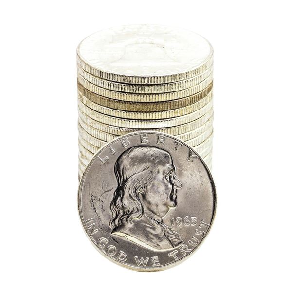 Roll of (20) Brilliant Uncirculated 1963-D Franklin Half Dollar Coins