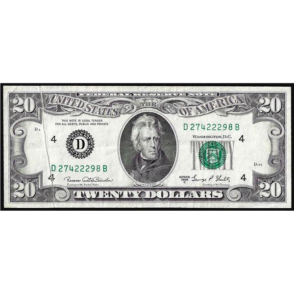 1969C $20 Federal Reserve Gutter Fold Error Note