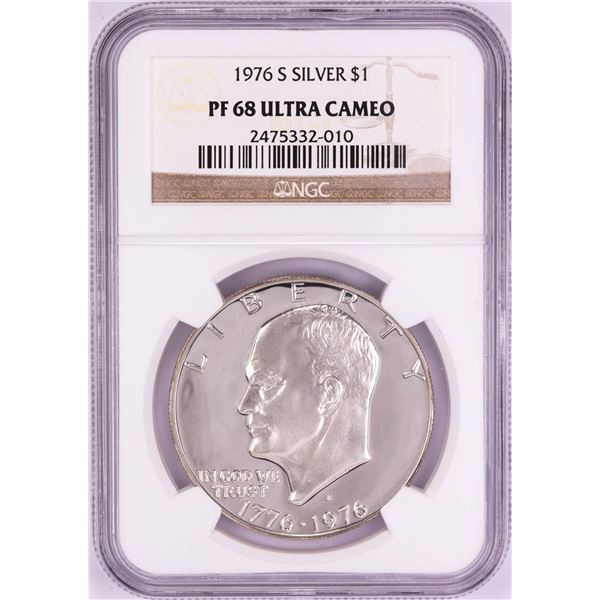 1976-S $1 Proof Eisenhower Silver Dollar Coin NGC PF68 Ultra Cameo