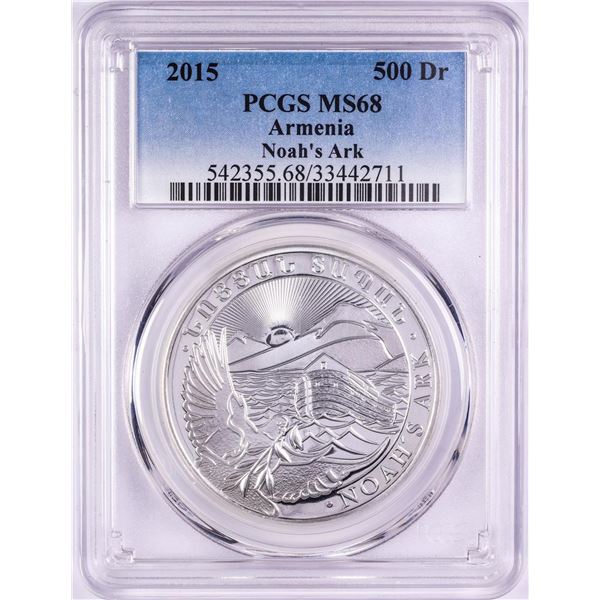 2015 Armenia 500 Dram Noah's Ark Silver Coin PCGS MS68