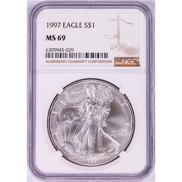 1997 $1 American Silver Eagle Coin NGC MS69