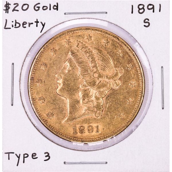 1891-S $20 Liberty Head Double Eagle Gold Coin
