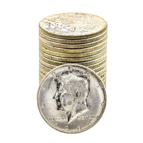 Roll of (20) Brilliant Uncirculated 1964 Kennedy Half Dollar Coins