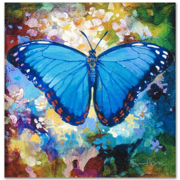 Simon Bull "Blue Morpho" Limited Edition Giclee On Canvas