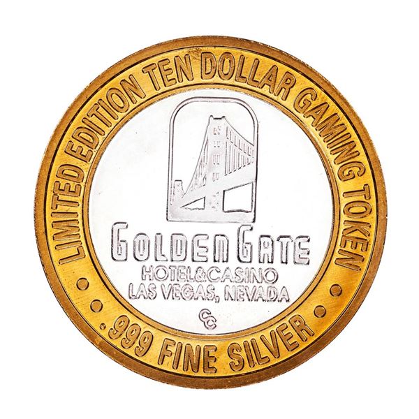 .999 Silver Golden Gate Las Vegas, NV $10 Casino Limited Edition Gaming Token