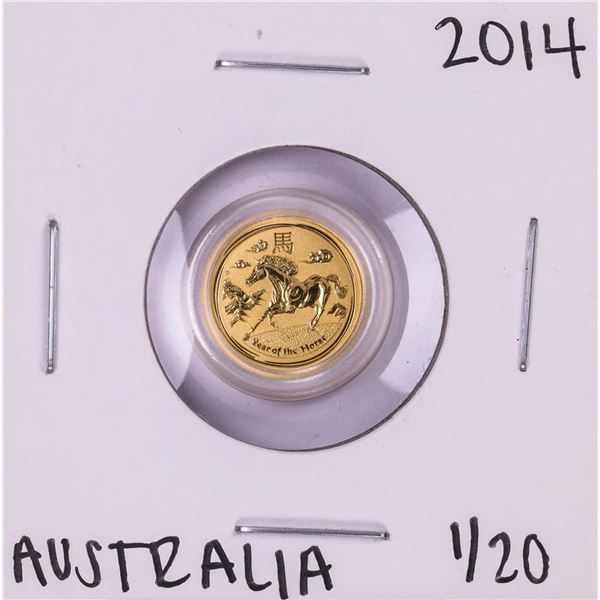 2014 Australia $5 Lunar Year of the Horse 1/20 Oz Gold Coin