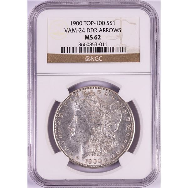 1900 VAM-24 DDR Arrows Top-100 $1 Morgan Silver Dollar Coin NGC MS62