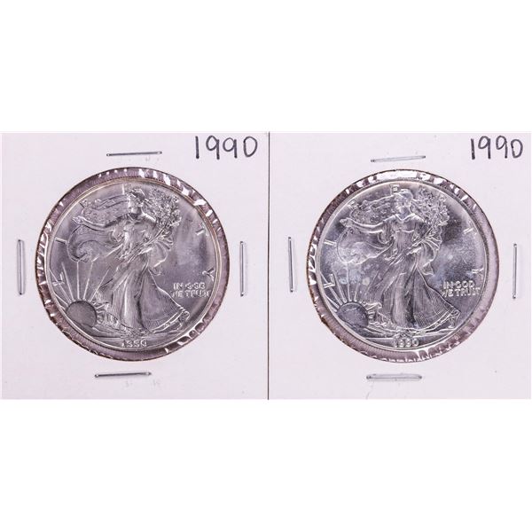 Lot of (2) 1990 $1 American Silver Eagle Coins