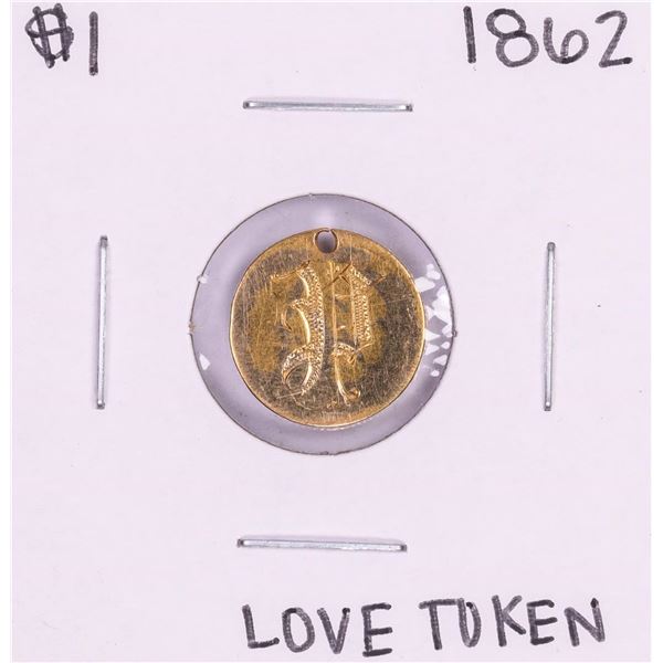 1862 $1 Indian Princess Head Gold Dollar Love Token Coin Holed