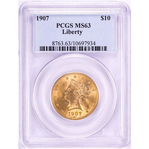 1907 $10 Liberty Head Eagle Gold Coin PCGS MS63