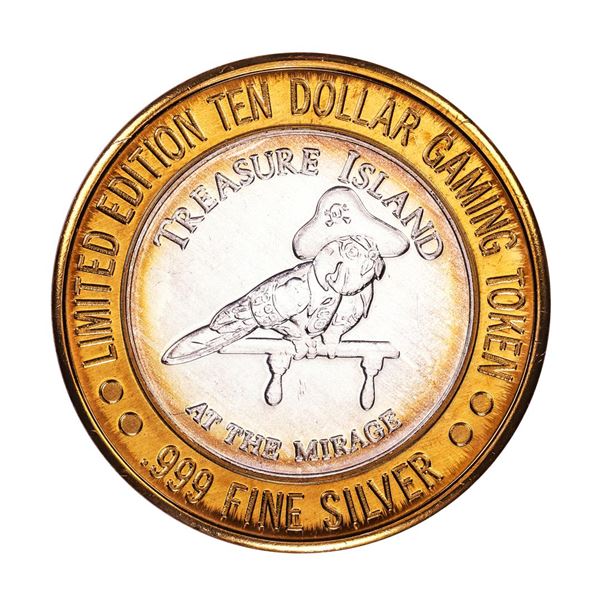.999 Silver Treasure Island Las Vegas, Nevada $10 Limited Edition Casino Gaming Token