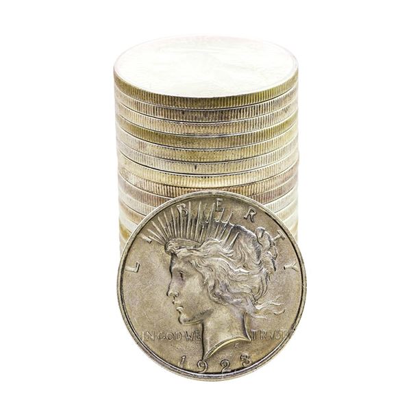 Roll of (20) Brilliant Uncirculated 1923 $1 Peace Silver Dollar Coins