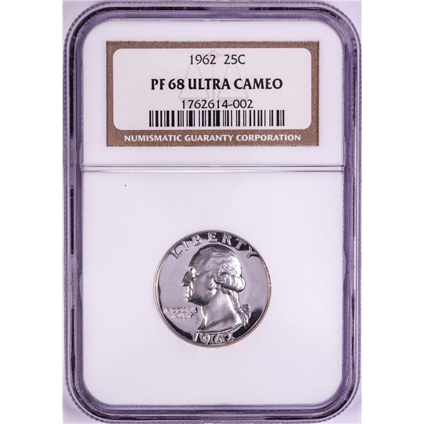 1962 Proof Washington Quarter Coin NGC PF68 Ultra Cameo