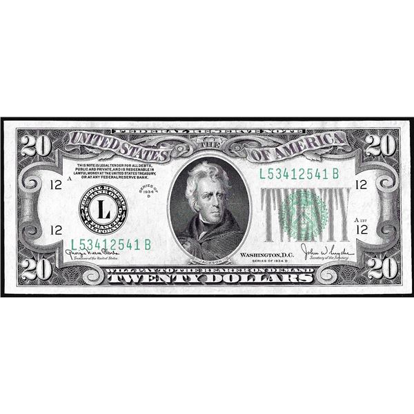 1934D $20 Federal Reserve Note San Francisco