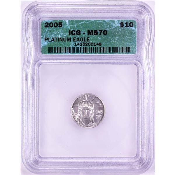 2005 $10 American Platinum Eagle Coin ICG MS70