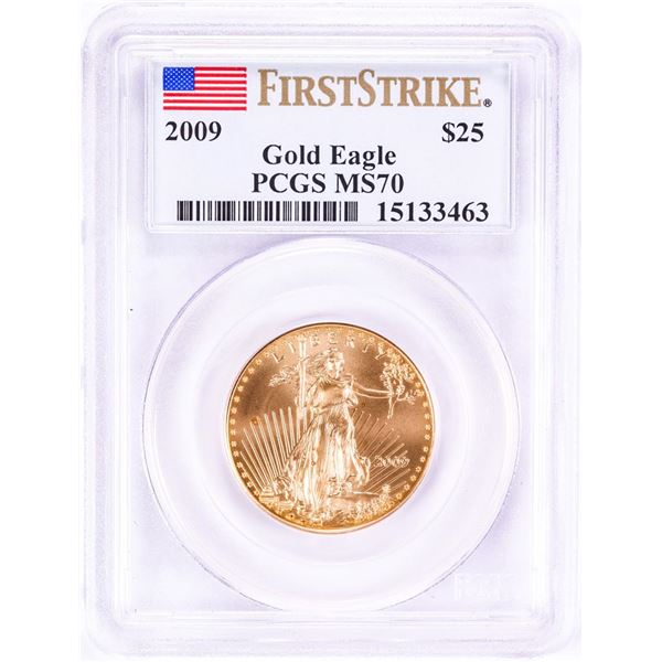 2009 $25 American Gold Eagle Coin PCGS MS70 First Strike