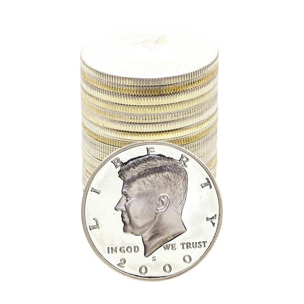 Roll of (20) Proof Silver 2000-S Kennedy Half Dollar Coins