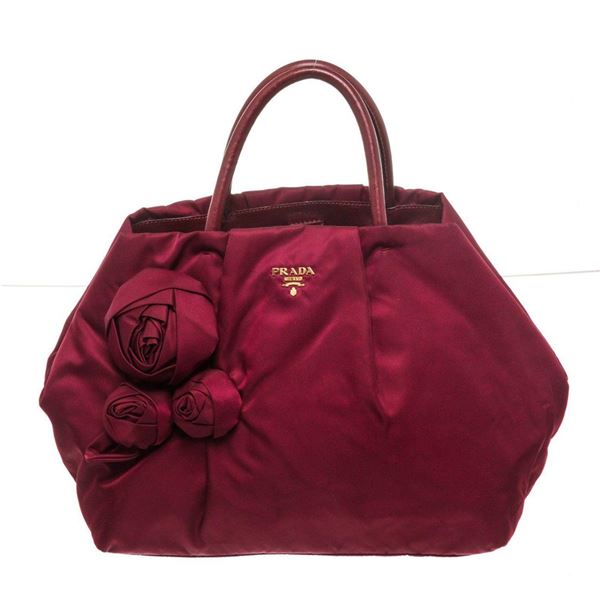 Prada Brown Leather Rose Shoulder Bag