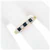 Image 3 : Estate 14K Two Tone Gold 1.15 ctw Square Channel Set Sapphire & Diamond Band Rin