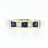 Image 4 : Estate 14K Two Tone Gold 1.15 ctw Square Channel Set Sapphire & Diamond Band Rin