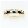 Image 6 : Estate 14K Two Tone Gold 1.15 ctw Square Channel Set Sapphire & Diamond Band Rin