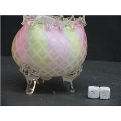 Quilted Tri-Colored Satin Glass Rose Bowl