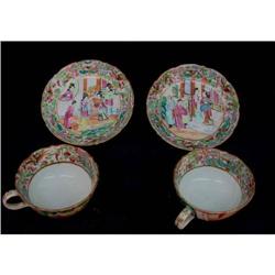 Hand Painted Cup & Saucers Oriental